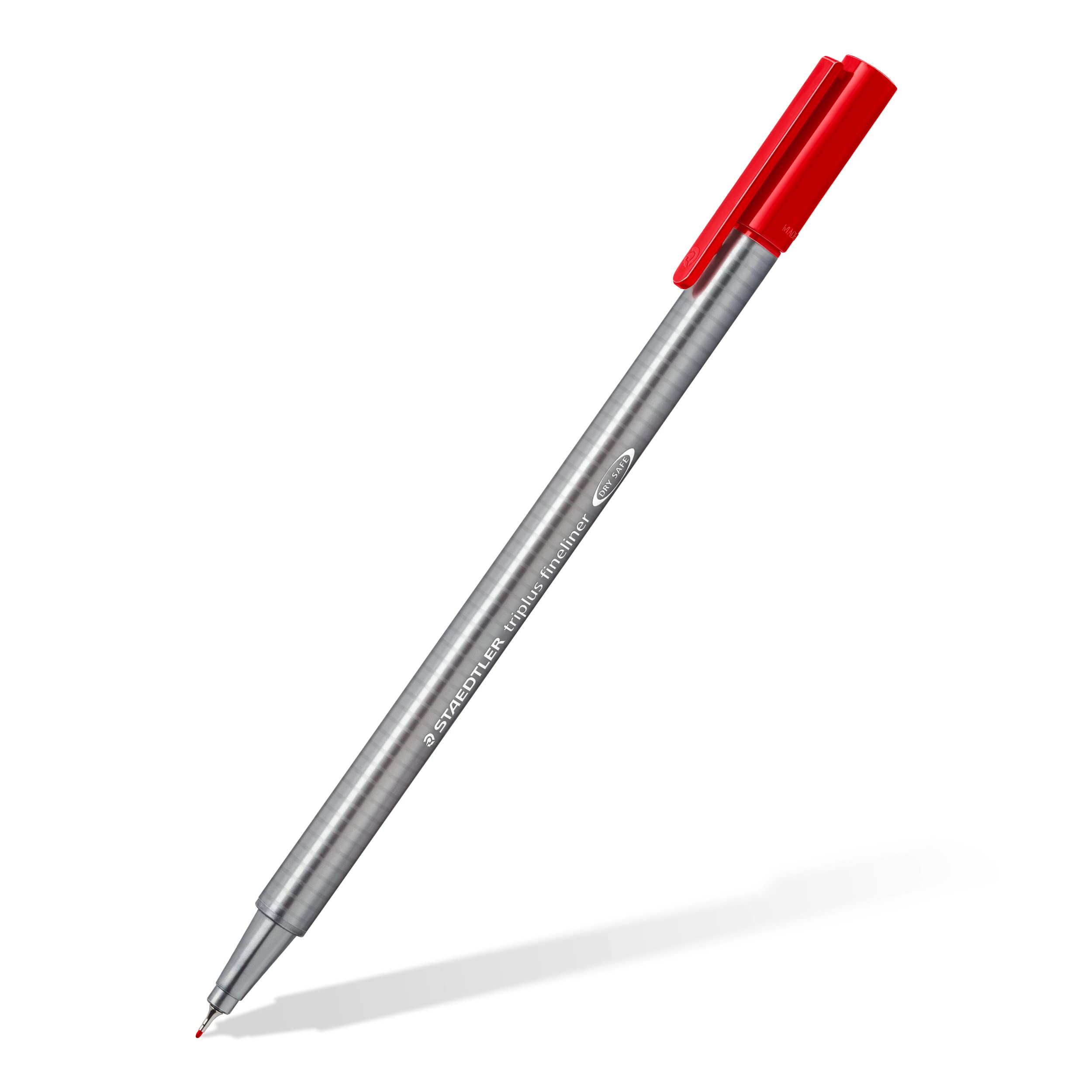 STAEDTLER 334-2 Triplus Fineliner Superfine Pen, 0.3mm Line Width - Red (Box of 10
