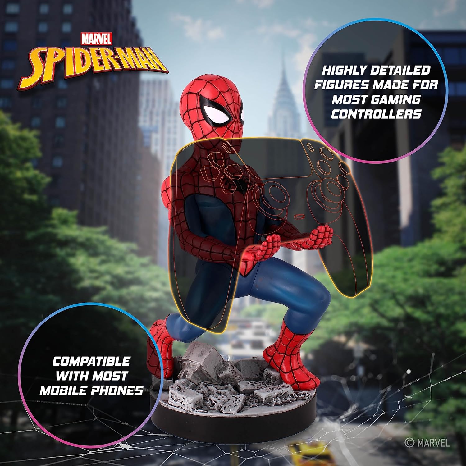 Cable Guys - Marvel Spiderman Gaming Accessories Holder & Phone Holder for Most Controller (Xbox, Play Station, Nintendo Switch) & Phone