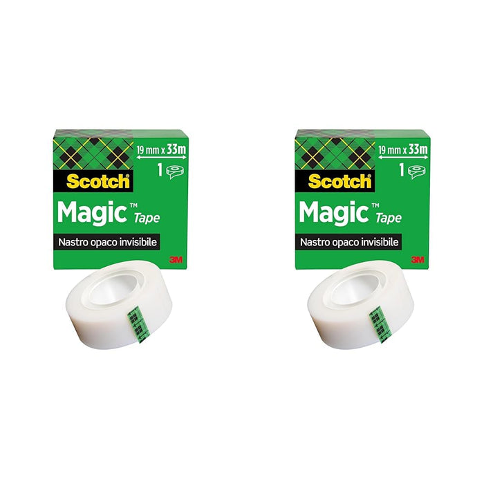 Scotch Magic Invisible Tape - 1 Roll, 19 mm x 33 m - General Purpose Sticky Tape for Document Repair, Labelling & Sealing (Pack of 2