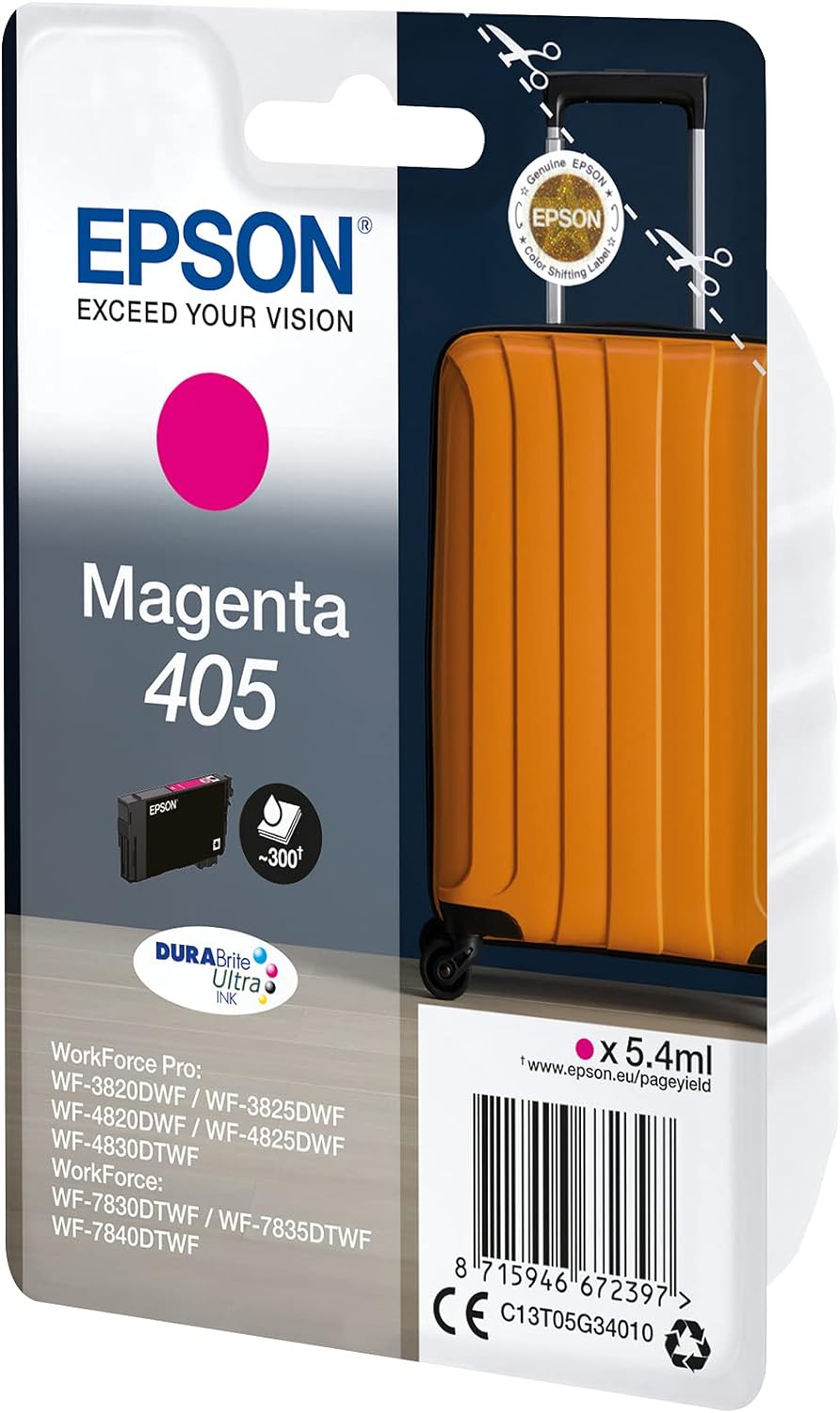 Epson 405 Magenta Suitcase Genuine, DURABrite Ultra Ink