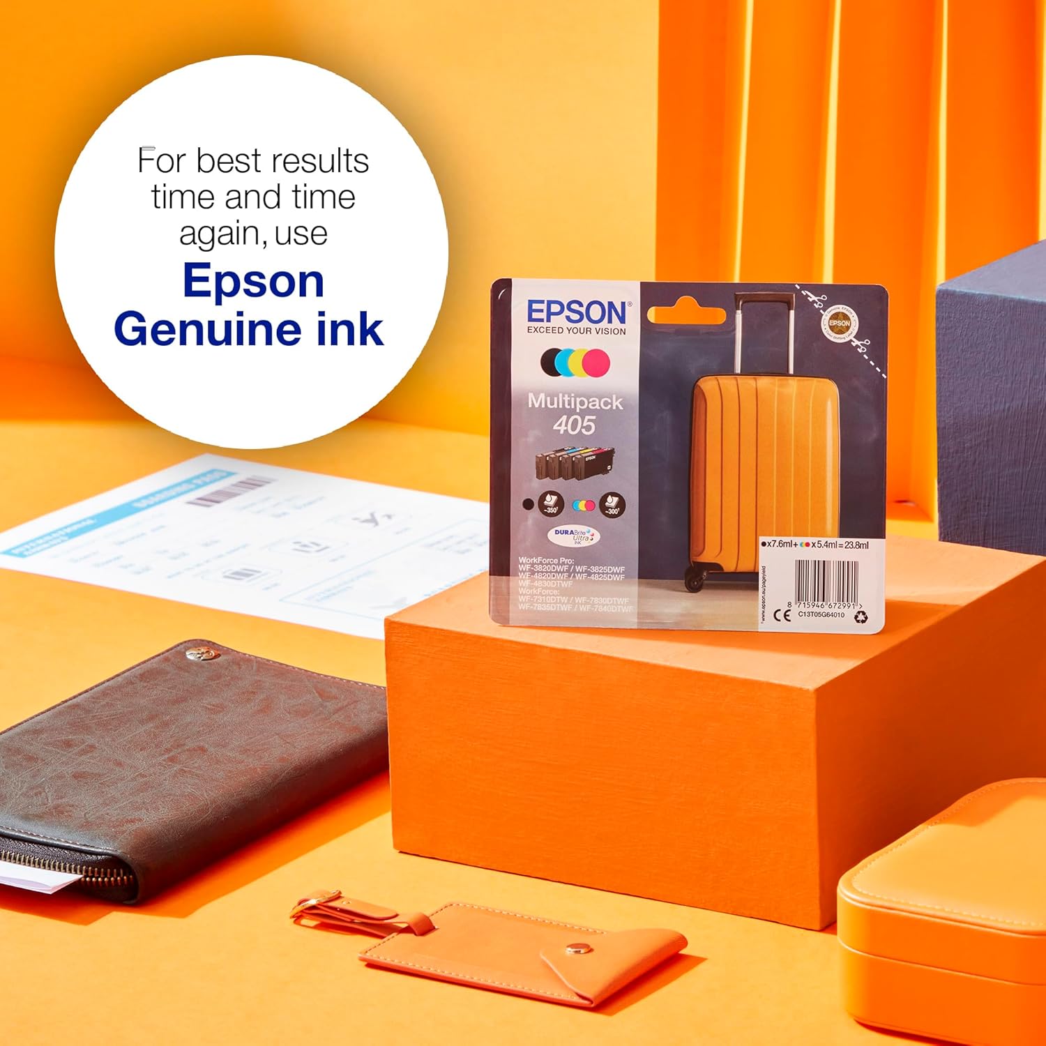 Epson 405 Cyan Suitcase Genuine, DURABrite Ultra Ink
