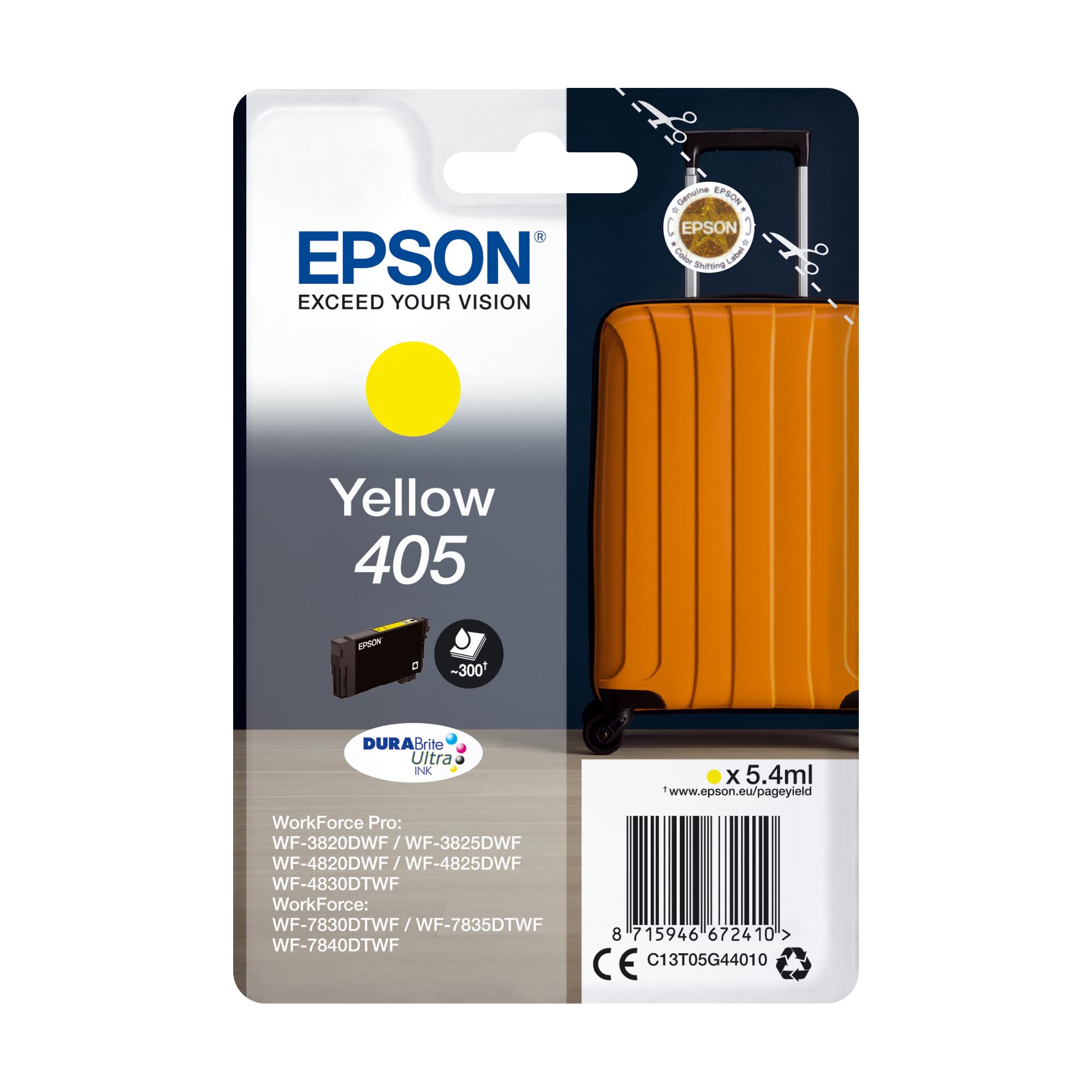 Epson 405 Yellow Suitcase Genuine, DURABrite Ultra Ink