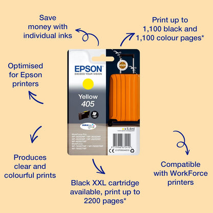 Epson 405 Yellow Suitcase Genuine, DURABrite Ultra Ink