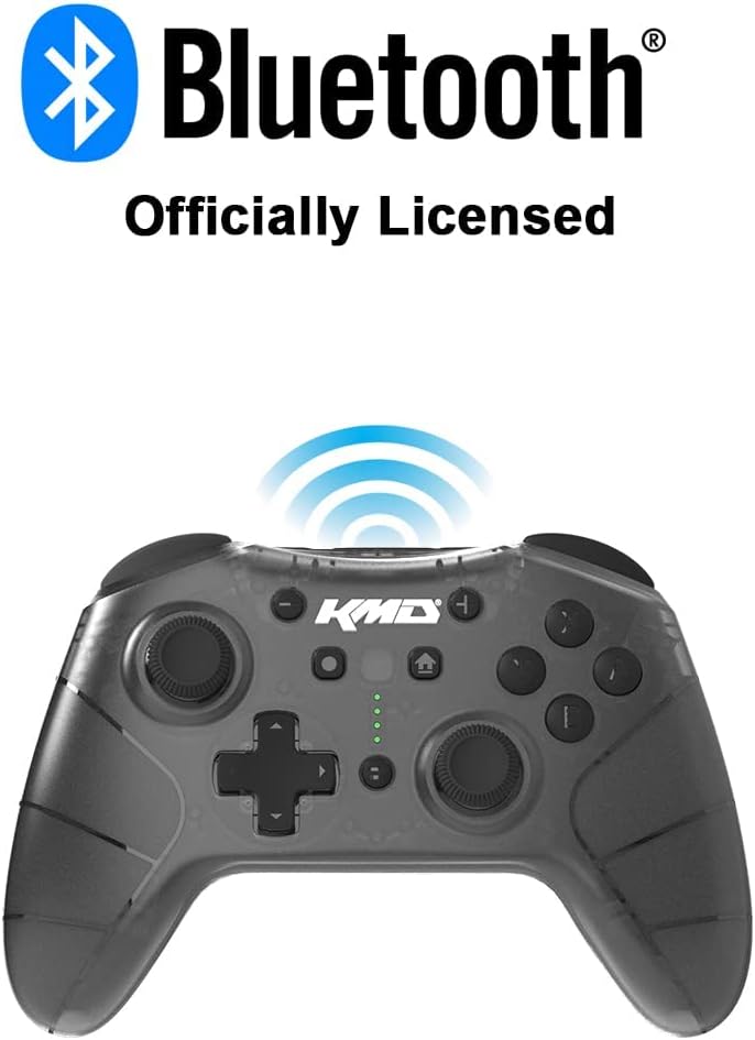 KMD Official Licensed Wireless Pro Controller for Nintendo Switch, PC, MacOS and More - Built in Turbo & Other Features - Black