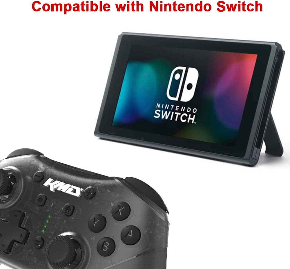 KMD Official Licensed Wireless Pro Controller for Nintendo Switch, PC, MacOS and More - Built in Turbo & Other Features - Black