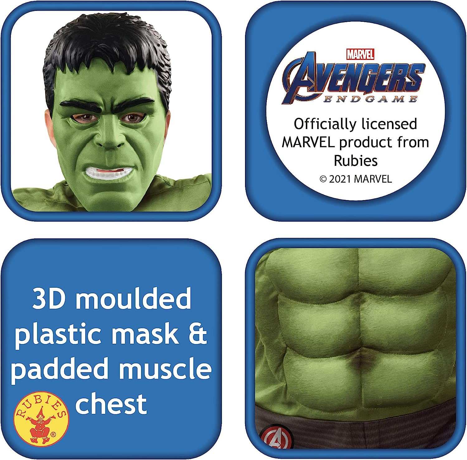 Rubie's Déguisement Avengers Endgame Hulk, Taille L 8-10 ans, Hauteur 147 cm - Version Anglaise