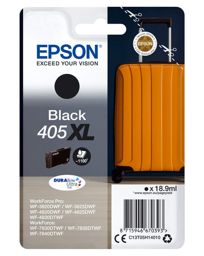Epson 405XL Black Suitcase High Yield Genuine, DURABrite Ultra Ink