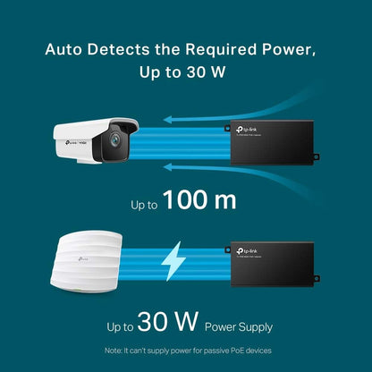 TP-Link 802.3at/af Gigabit PoE Injector | Non-PoE to PoE Adapter | Supplies PoE (15.4W) or PoE+ (30W) | Plug & Play | Desktop/Wall-Mount | Distance Up to 100m (TL-PoE160S