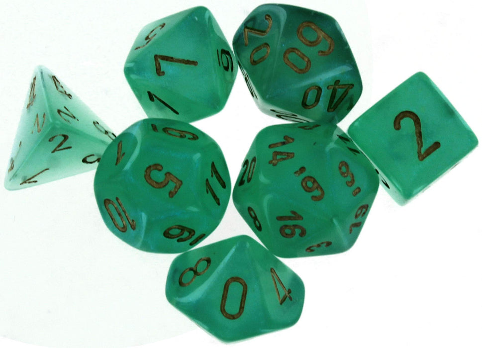 dICE Borealis Light Green/Gold Luminary Polyhedral 7-Die Set (27575