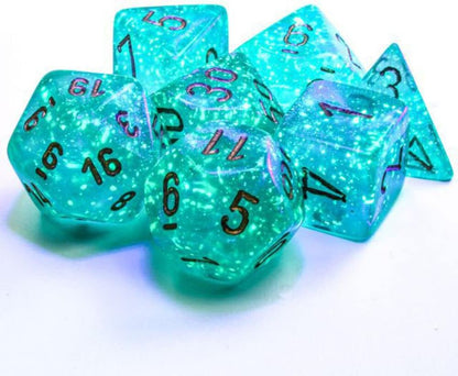 Chessex Borealis Teal Luminary Dice Boxed Set