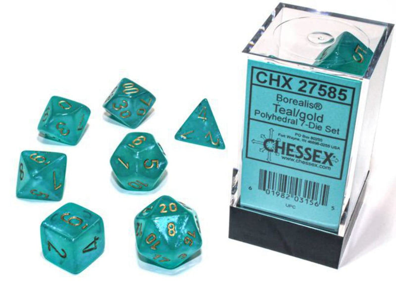 Chessex Borealis Teal Luminary Dice Boxed Set