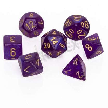 Chessex Borealis Royal Purple Luminary Dice Boxed Set