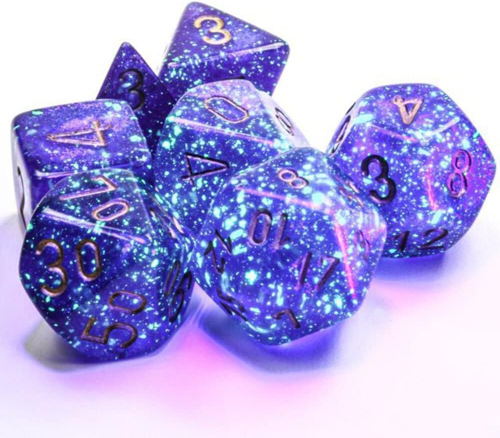 Chessex Borealis Royal Purple Luminary Dice Boxed Set