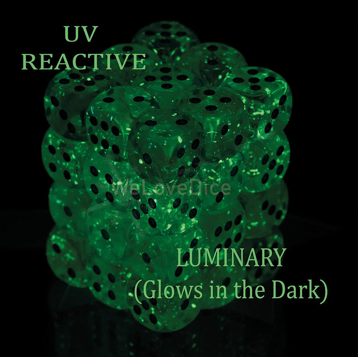 Chessex Borealis 12mm d6 Sky Blue/White Luminary Dice Block (36 dice) (27986