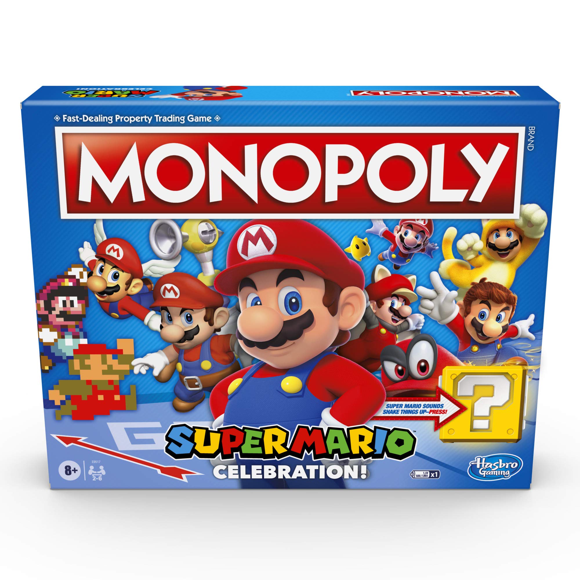 Monopoly Super Mario Celebration Edition Board Game for Super Mario Fans for Ages 8 and Up, with Video Game Sound Effects