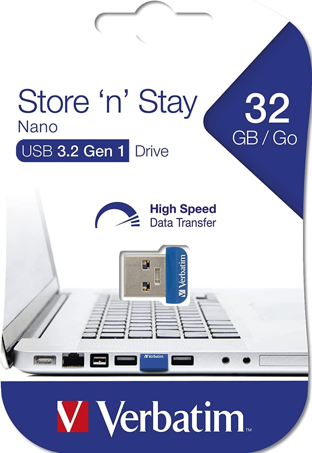 32GB USB Flash 3.0 NANO Store´N´Stay BLUE Verbatim P-BLIST, 98710