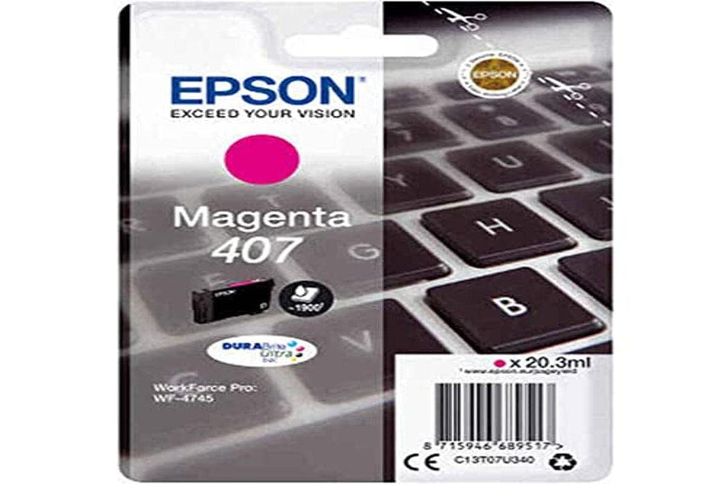 Epson 407 Magenta Keyboard Genuine, Ink Cartridge DuraBrite Ultra WorkForce Pro WF-4745DTWF