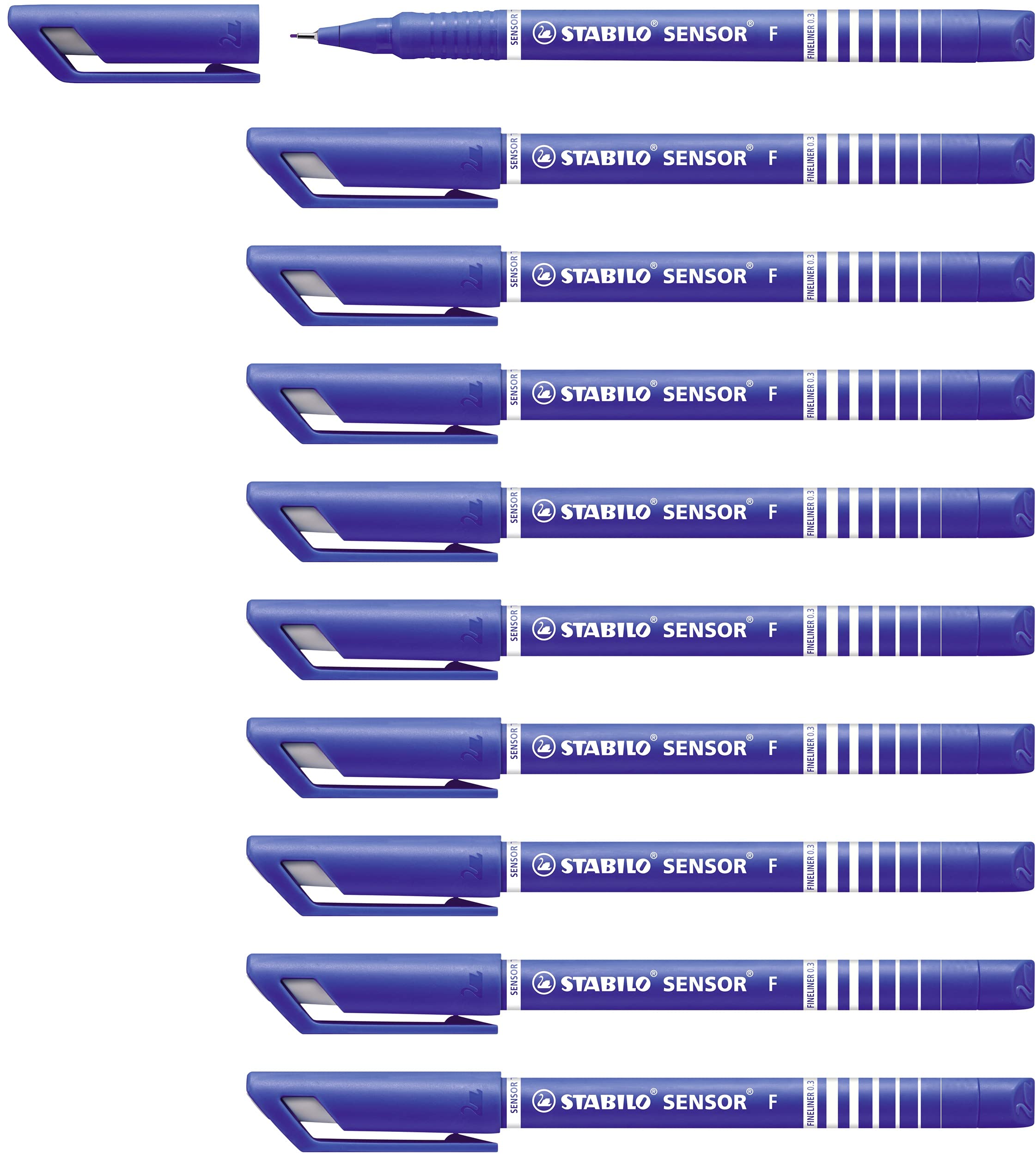 Fineliner with Cushioned F-Tip - STABILO SENSOR fine - Pack of 10