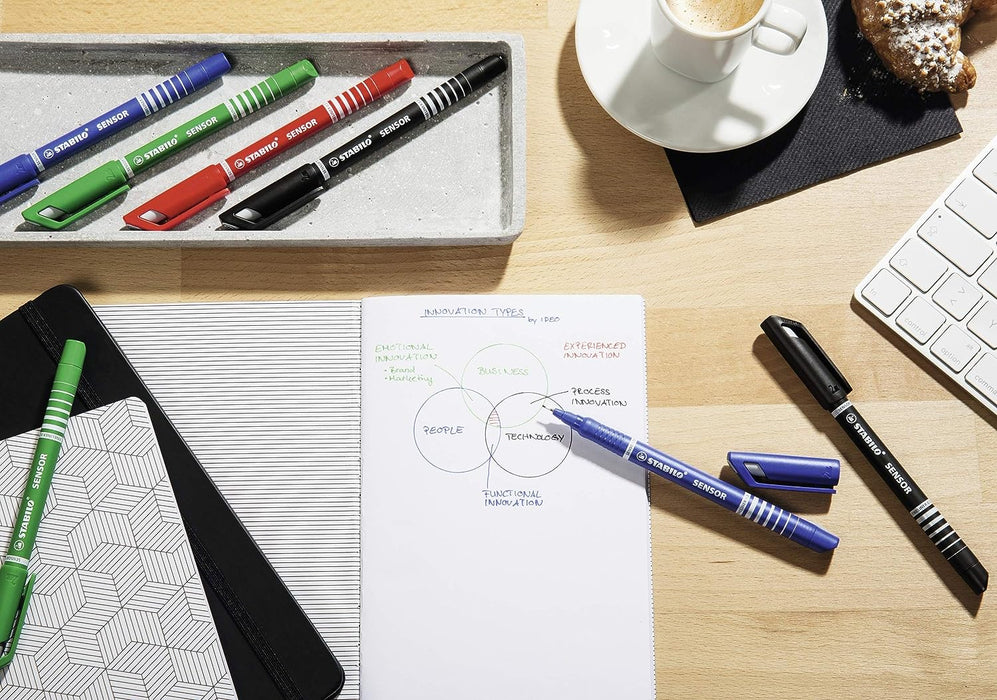 Fineliner with Cushioned F-Tip - STABILO SENSOR F - Pack of 10