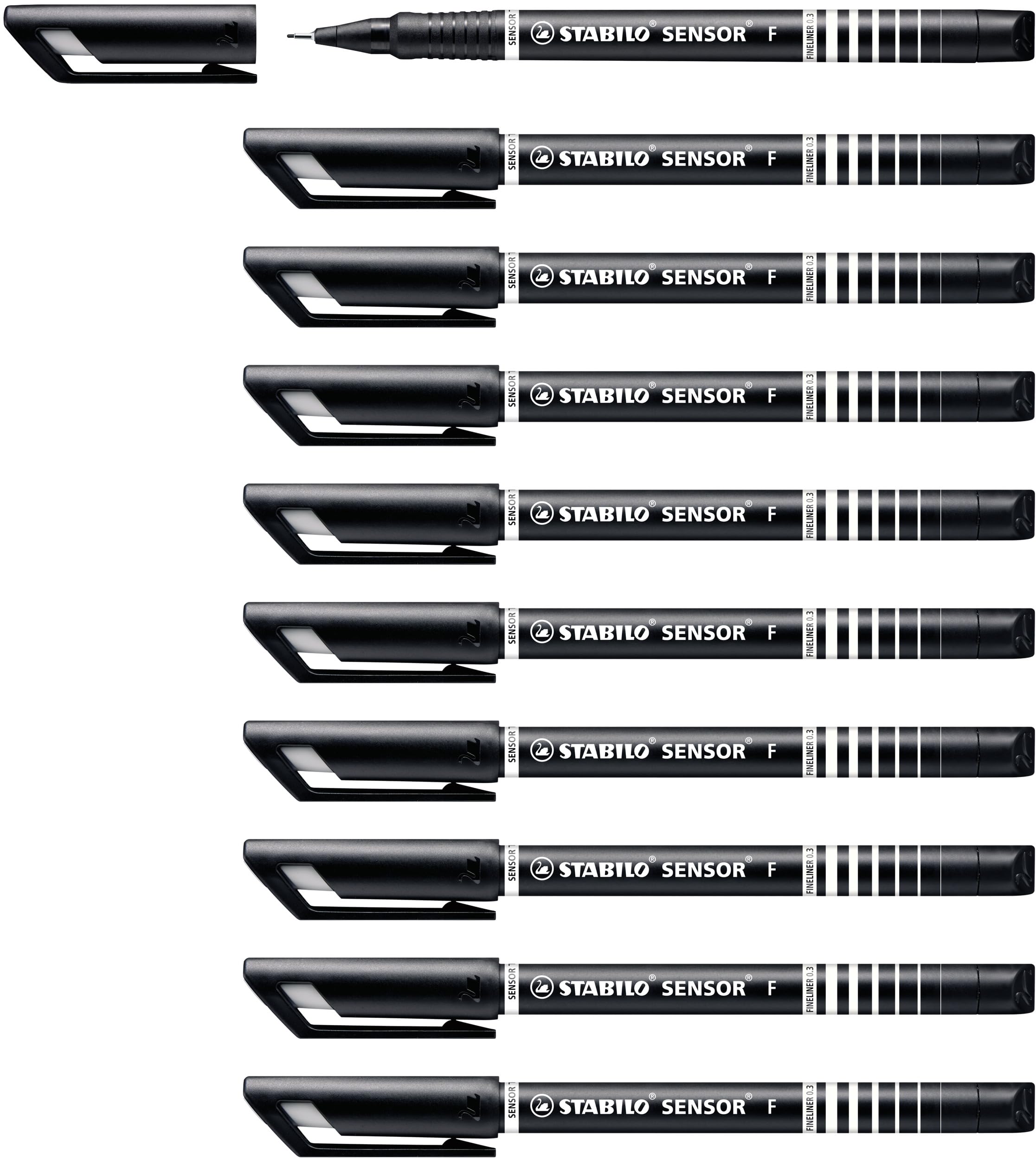 Fineliner with Cushioned F-Tip - STABILO SENSOR F - Pack of 10