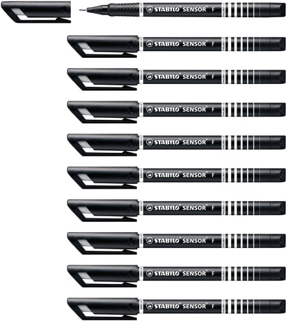 Fineliner with Cushioned F-Tip - STABILO SENSOR F - Pack of 10