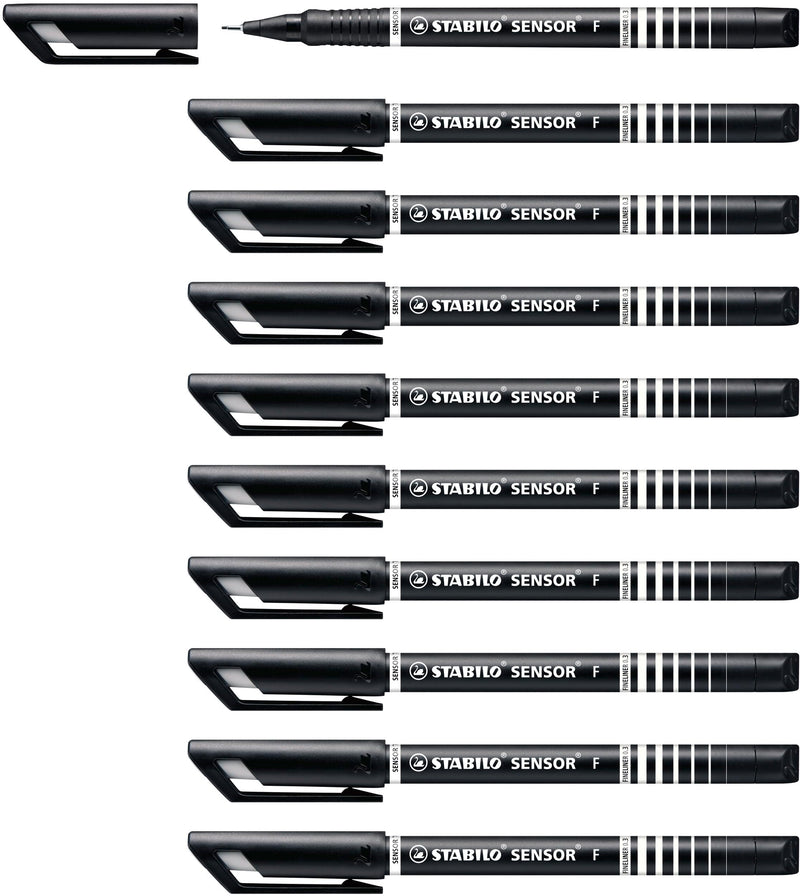 Fineliner with Cushioned F-Tip - STABILO SENSOR F - Pack of 10