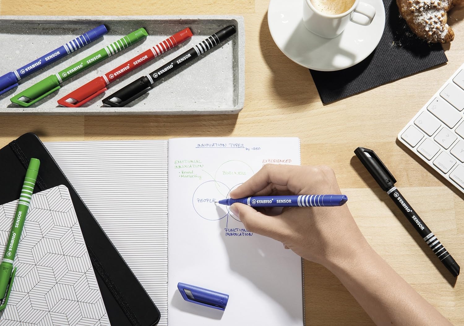 Fineliner with Cushioned F-Tip - STABILO SENSOR F - Pack of 10