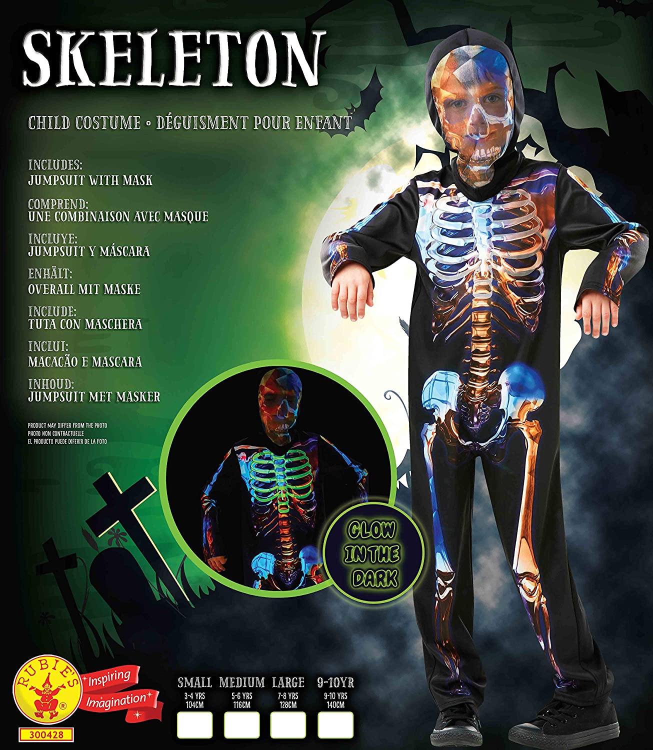 Rubie's Official Skeleton Glow In The Dark, Childs Halloween Costume Halloween