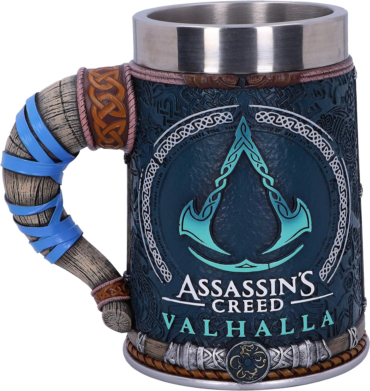 Nemesis Now B5335S0 Officially Licensed Assassins Creed Valhalla Viking Game Tankard, Resin w. Stainless Steel, 300 milliliters