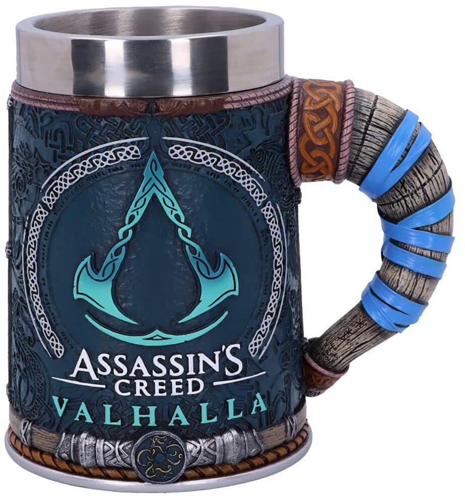 Nemesis Now B5335S0 Officially Licensed Assassins Creed Valhalla Viking Game Tankard, Resin w. Stainless Steel, 300 milliliters