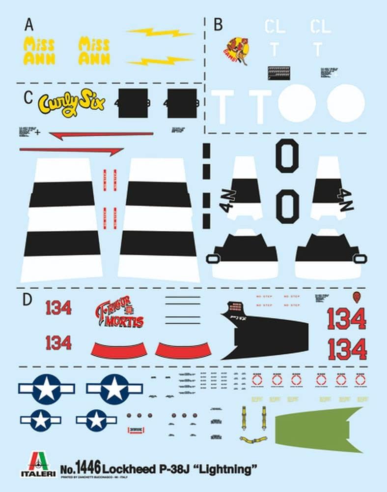 Italeri 1446S 1:72 US P-38J Lightning, Building, Standing Model Making, Crafts, Hobby, Gluing, Plastic Construction Kit, True to Detail