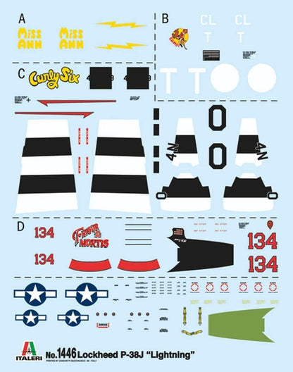 Italeri 1446S 1:72 US P-38J Lightning, Building, Standing Model Making, Crafts, Hobby, Gluing, Plastic Construction Kit, True to Detail