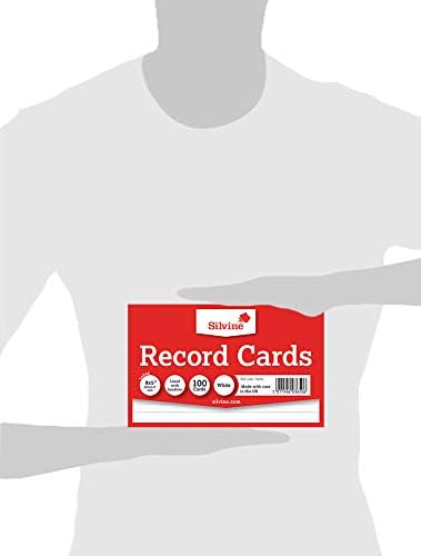 Silvine 8x5" White Record Cards - Lined with Headline, 100 Cards per Pack. Ref 585W (203 x 127mm