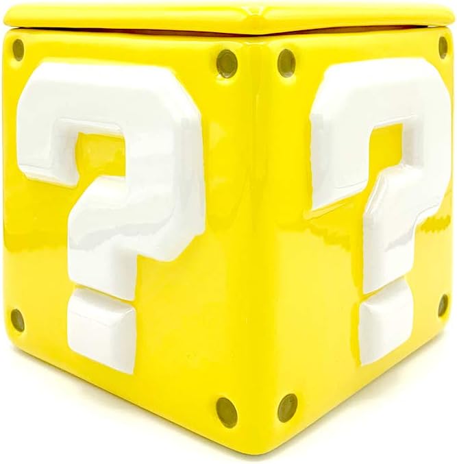 Super Mario Bros Question Mark Block Ceramic Storage Cookie Jar