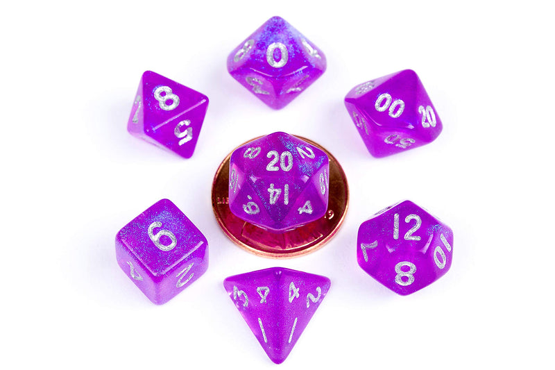 Mini Poly Set - Purple w/Silver (7