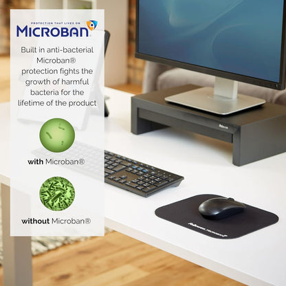 Fellowes Mouse Mat with Non-Slip Rubber Base - Mouse Pad with Antibacterial Protection - Suitable for Both Optical and Laser Mice - 199 x 232 x 2mm