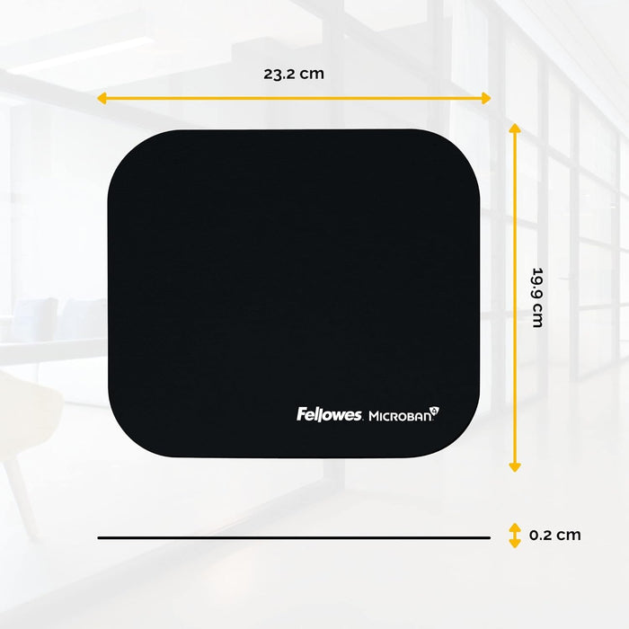 Fellowes Mouse Mat with Non-Slip Rubber Base - Mouse Pad with Antibacterial Protection - Suitable for Both Optical and Laser Mice - 199 x 232 x 2mm