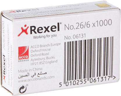 Rexel Optima 40 Low Force Stapler, 40 Sheet Capacity, Flat Clinch Stapling, 26/6 Staples Included, Silver/Black & No.56 26/6 mm Standard Staples, for Stapling up to 20 Sheets, Box of 1000