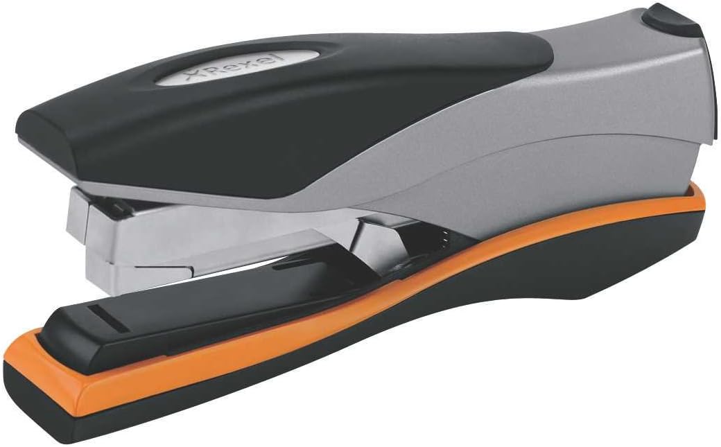 Rexel Optima 40 Low Force Stapler, 40 Sheet Capacity, Flat Clinch Stapling, 26/6 Staples Included, Silver/Black & No.56 26/6 mm Standard Staples, for Stapling up to 20 Sheets, Box of 1000