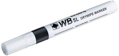 Hainenko 874001 Whiteboard Slimline Dry Wipe Marker with Fine Bullet Tip - Black (Pack of 10