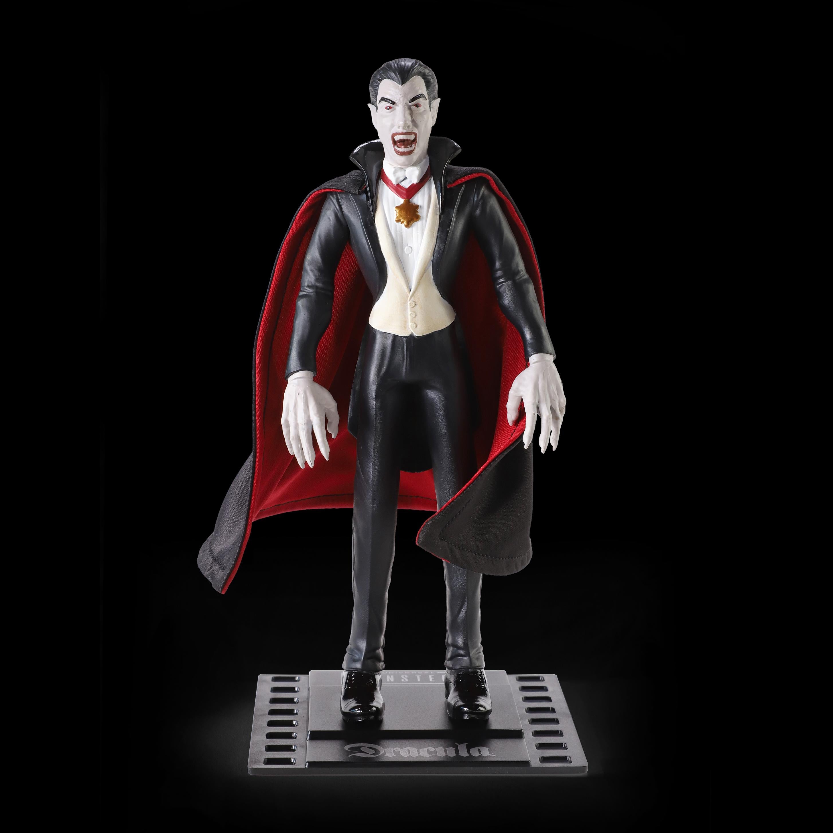 BendyFigs The Noble Collection Universal Monsters Dracula - 7.5in (19cm) Noble Toys Bendable Figure Posable Collectible Doll Figures With Stand