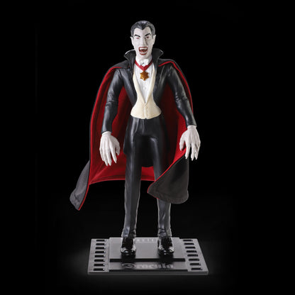 BendyFigs The Noble Collection Universal Monsters Dracula - 7.5in (19cm) Noble Toys Bendable Figure Posable Collectible Doll Figures With Stand