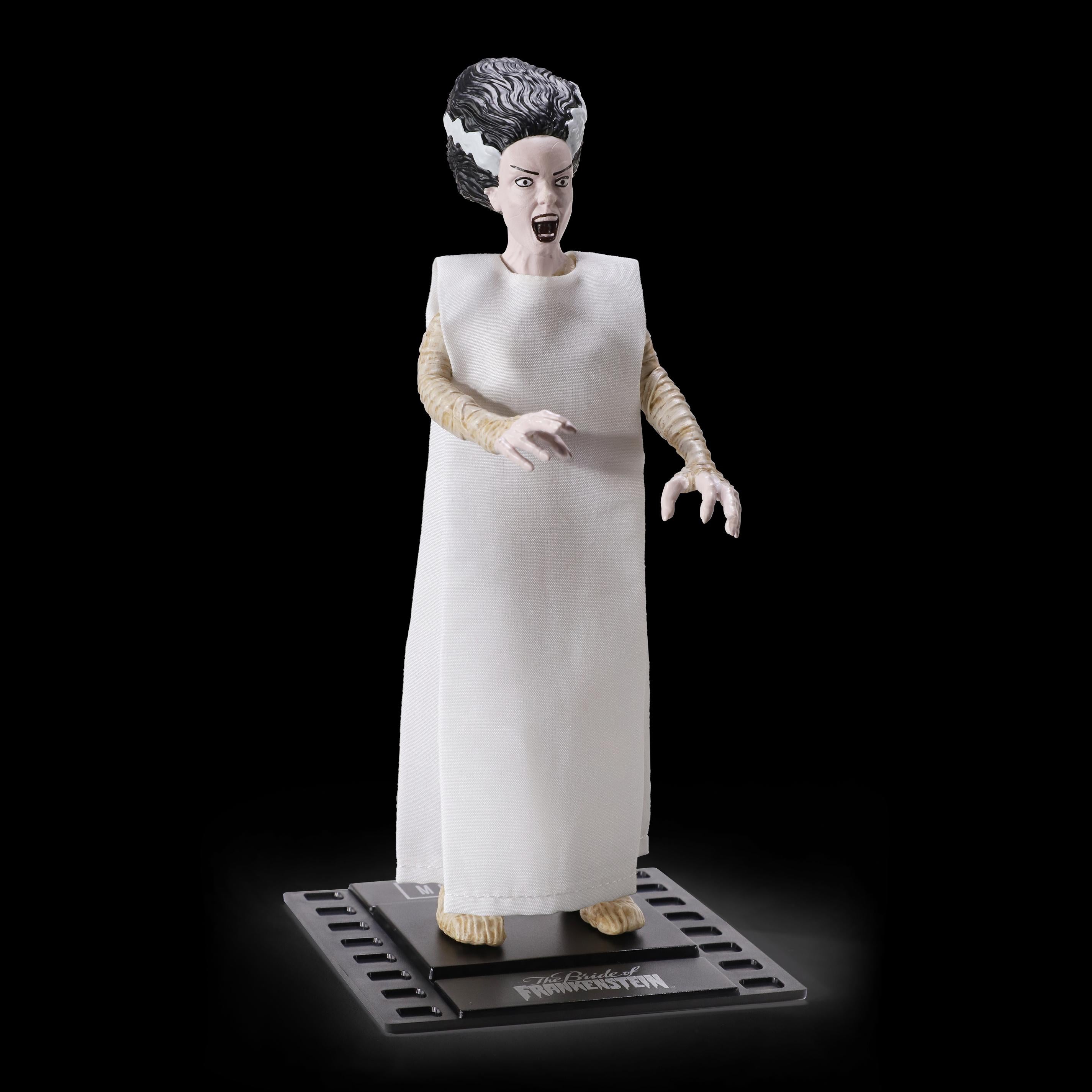 The Noble Collection BendyFigs Bride Of Frankenstein Officially Licensed 19cm Bendable Toy Posable Collectable Doll Figures With Stand - For Kids & Adults,White