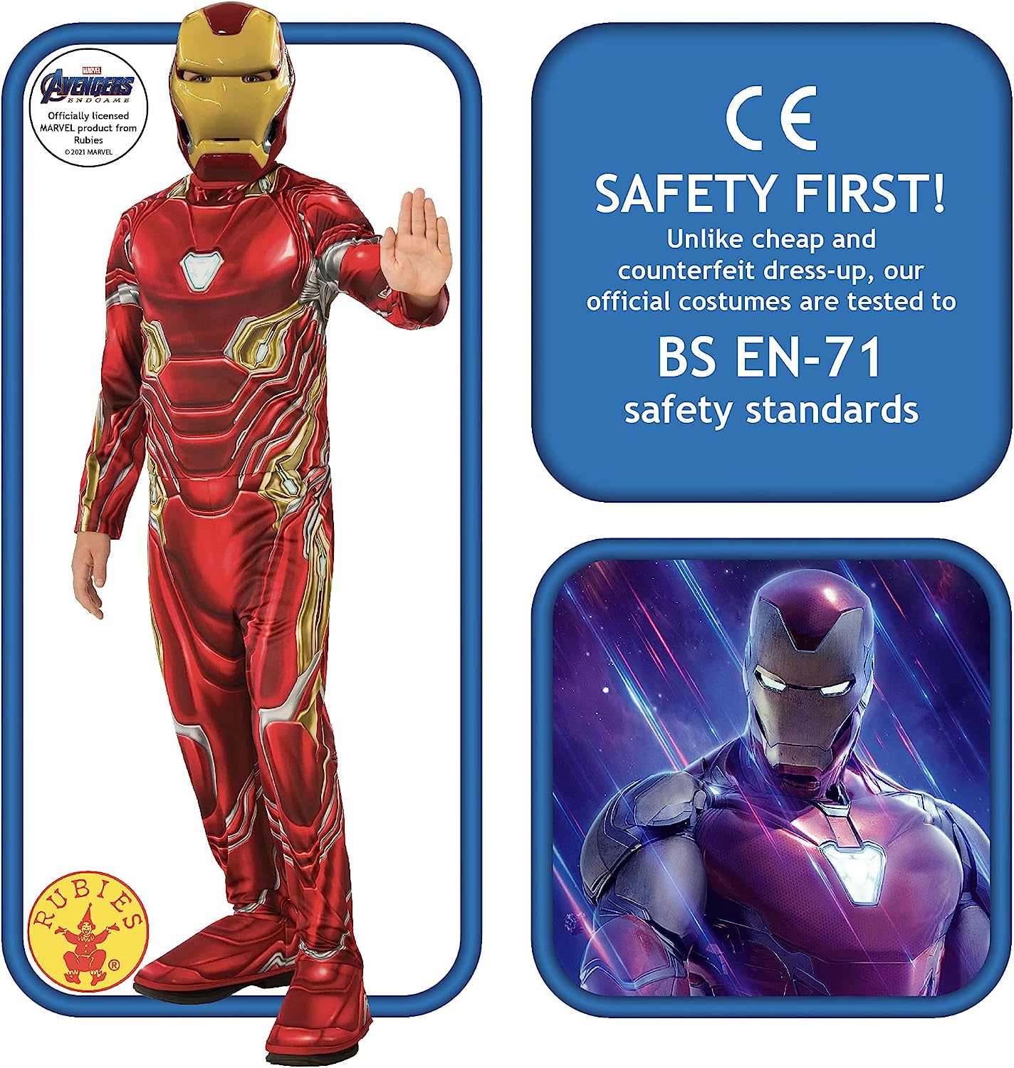 Rubie's Official Marvel Avengers Endgame Iron Man Classic Childs Costume, Kids Superhero Fancy Dress