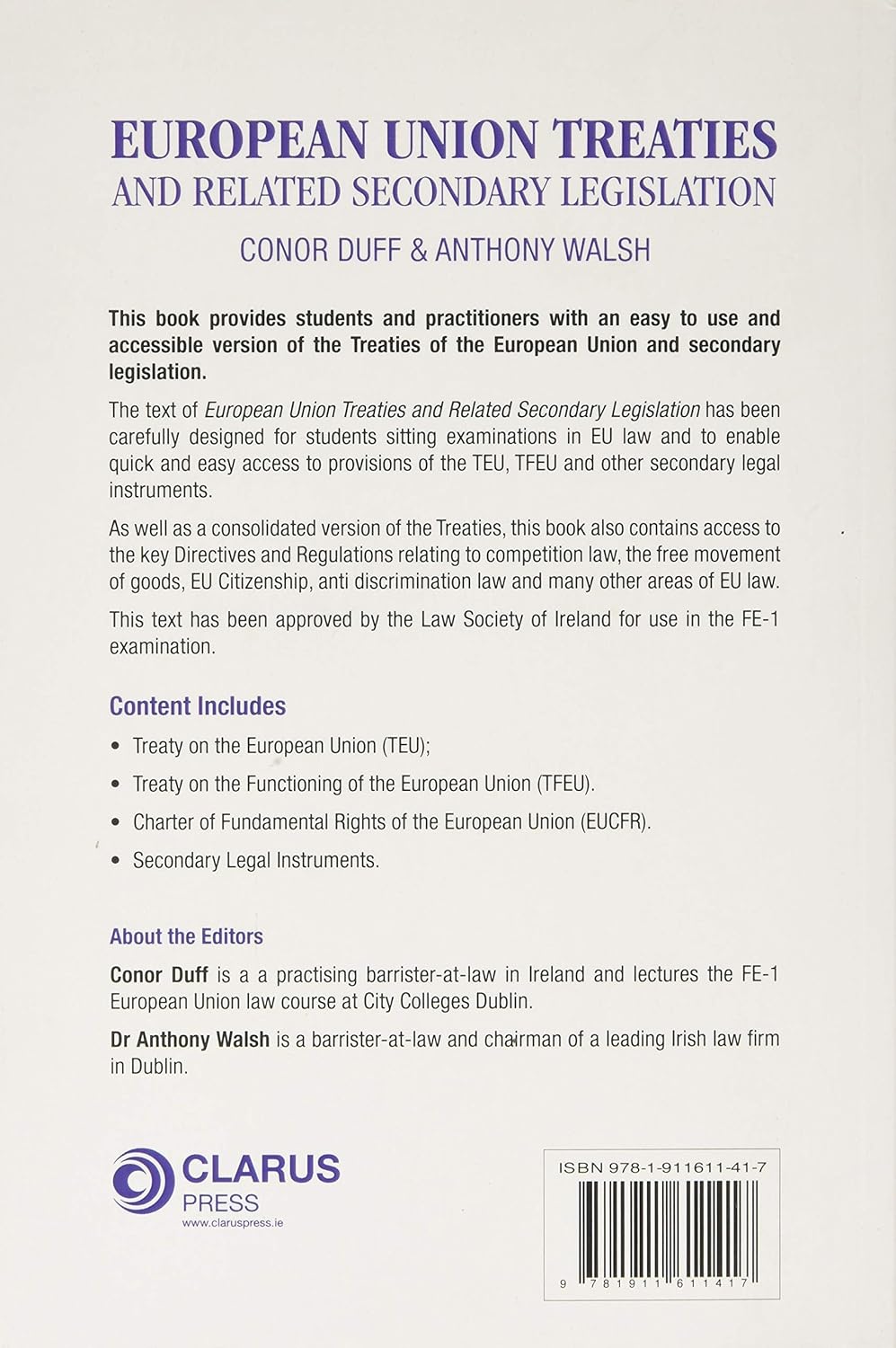 European Union Treaties and Related Secondary Legislation