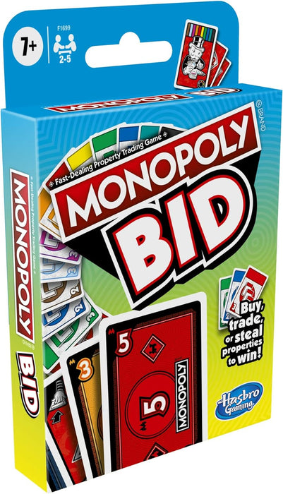 Hasbro Gaming Monopoly Bid Game,Quick-Playing Card Game for 4 Players,Game for Families and Kids Ages 7 and Up