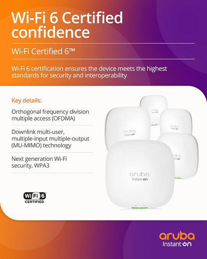 Aruba Instant On AP22 2x2 WiFi 6 Wireless Access Point | RW rest-of-world Model | Power Source Not Included (R4W02A