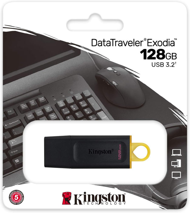 Kingston DataTraveler Exodia DTX/128GB Flash Drive USB 3.2 Gen 1 - with Protective Cap and Keyring in Multiple Colours