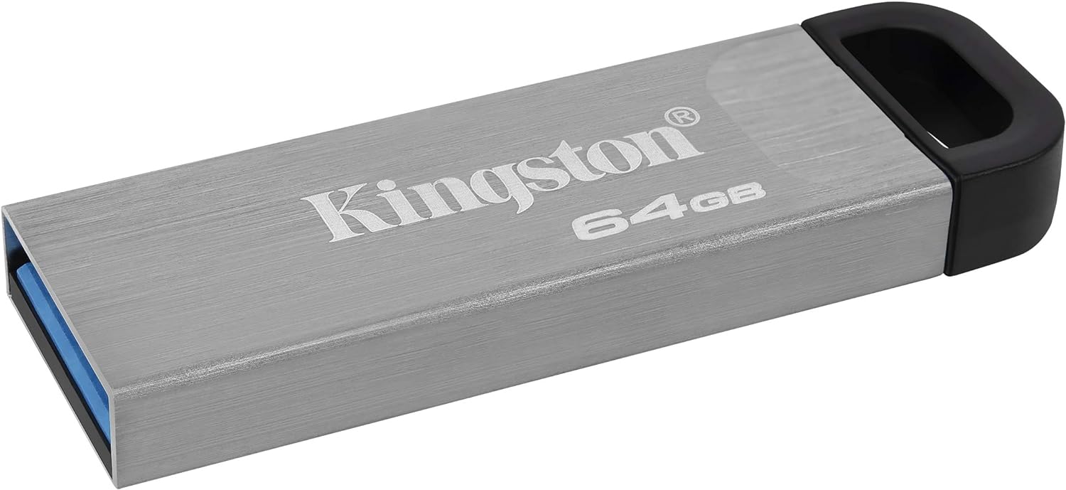 Kingston DataTraveler Kyson USB 3.2 Flash Drive 64GB - Gen 1 with Stylish Capless Metal Case