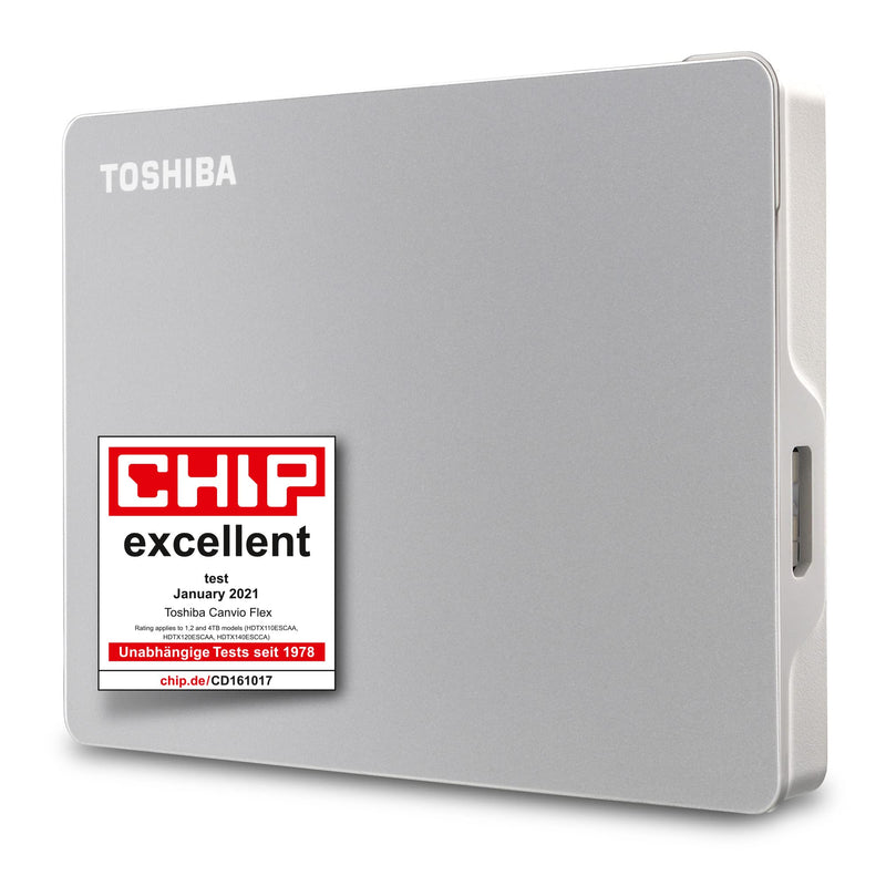 Toshiba 2TB Canvio Flex Portable External Hard Drive for Mac, Windows PC and Tablet use, compatible with most USB-C and USB-A devices, Silver (HDTX120ESCAA) Canvio Flex 2TB